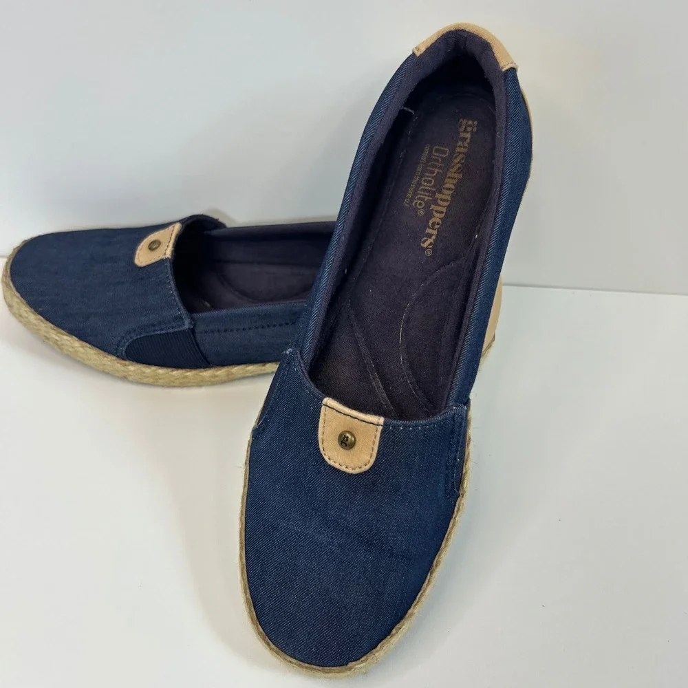 Grasshoppers Coastal Grandma Denim Espadrille 7.5 M Navy Comfort Nautical Preppy